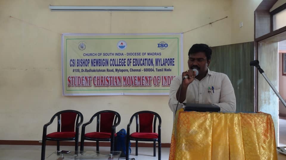 Student Christian Movement of India 2019 in Bishop NewBigin College of Education